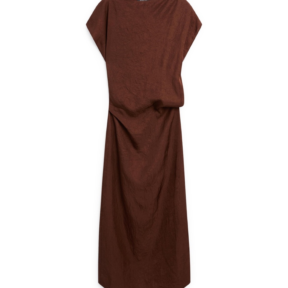 NWT Massimo Dutti Burgundy/Warm Chocolate Satin Midi Dress Size 2 US / 34 EUR - Picture 8 of 14